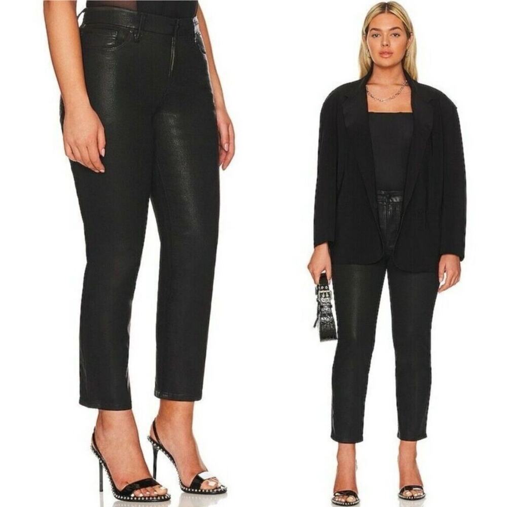 NWT Good American Good Legs Black Coated High Rise Jeans Pants Ankle Length 24